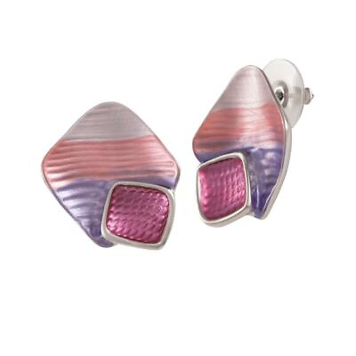 #ad Cavalcade Purple Multi Enamel Silver Tone Stud Pierced Earrings GBP 8.00