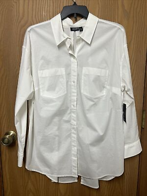#ad NWT Womens A.N.A. White Long Sleeve Button Up Dress Shirt Blouse PLUS SIZE 1X $22.00