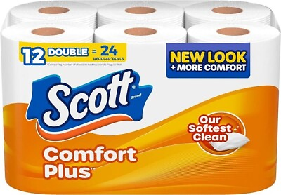 #ad Comfort Plus Toilet Paper 12 Double Rolls 231 Sheets per Roll Septic Safe $7.11