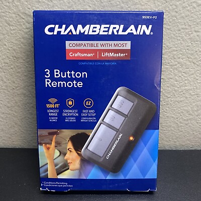 #ad Chamberlain 953EV P2 3 Button Garage Door Remote Black FREE SHIPPING $14.49