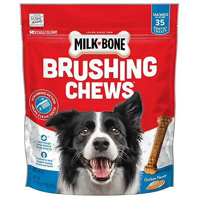 #ad Brushing Chews Daily Dental Dog Treats Small Medium 27.5 oz. Bag 35 Bones $19.50