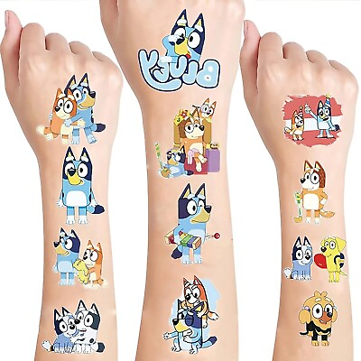 #ad 9 Sheets Temporary Tattoos for Kids Party Supplies Party Favors Birthday Bluey $8.05
