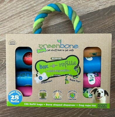 #ad Dog Waste Bag Refills; includes dispenser and rope toy $18.00