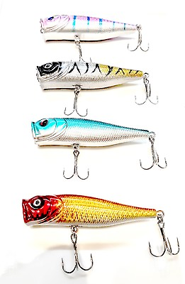 #ad USA 4 New Fishing Lures Top water Popper Crankbait $13.13