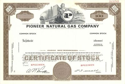 #ad Pioneer Natural Gas Co. Specimen Stock Certificate Specimen Stocks amp; Bonds $40.00
