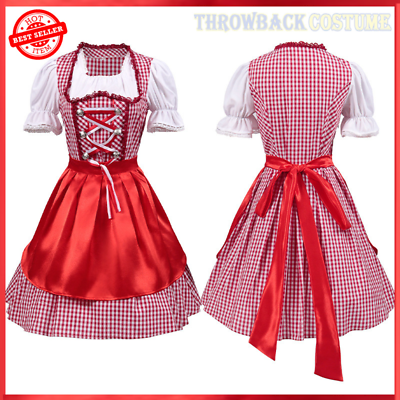 #ad Womens Dirndl Dress Bavarian German Traditional Oktoberfest Beer Girls Costume $38.99