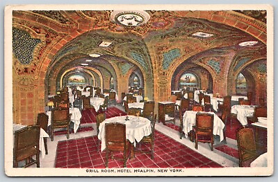 #ad Postcard Grill Room Motel McAlpin New York N187 $5.97