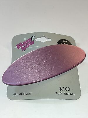 #ad VTG 90s Purple Oval Barrette Hair Clip Pearlized Lucite Pearl Plastic Accessory $14.93