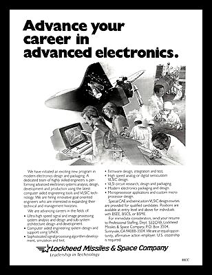 #ad 1985 Lockheed Missiles amp; Space Company Vintage PRINT AD Advanced Electronics 80s $8.99