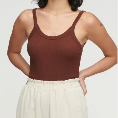 #ad NoBo size XL Chocolate Brown Ribbed Tank Top Stretch Women#x27;s $13.25