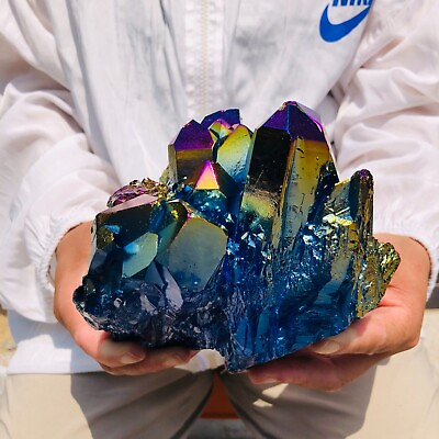 #ad 6.35LB Color Flame Electroplate Quartz Crystal Cluster Specimen Healing Stone $188.00