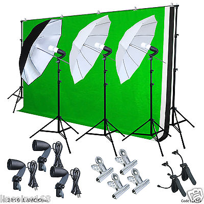 #ad Photography Studio Lighting Photo Light Lamp Studio Kit 3 Backdrops Muslin $139.99