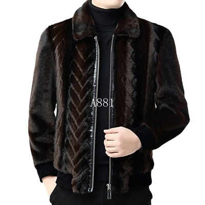 #ad Mink Fur Coat Mens Winter Thick Warm High end Business Fur Jacket Outwear Sz $130.43