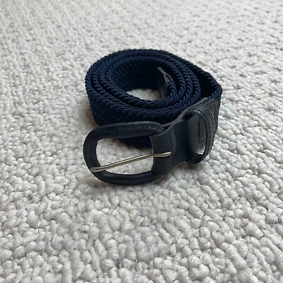 #ad Unbranded Belt Mens L 38 40 Blue Nylon Stretch Link Solid Durable Made in USA $13.99