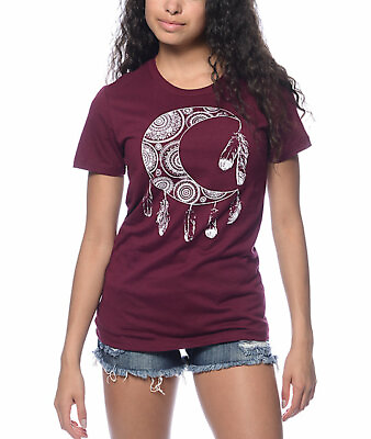 #ad Empyre Womens Feather Moon Burgandy T Shirt New Medium $8.99