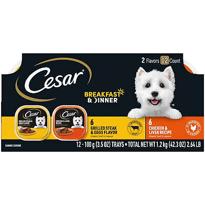 #ad Cesar Classic Loaf in Sauce Breakfast and Dinner Wet Dog Food Variety Pack new $14.23