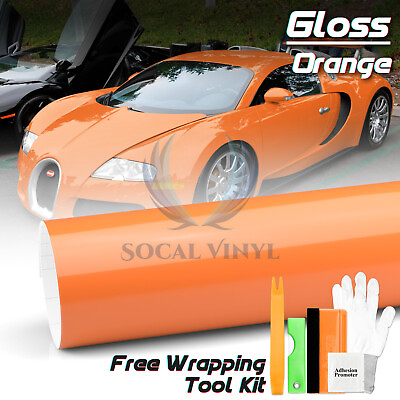Gloss Glossy Orange Car Vinyl Wrap Sticker Decal Air Release Bubble Free Film $2.99