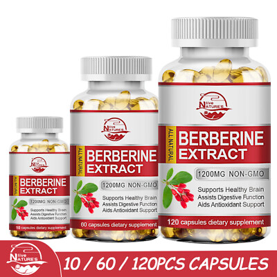 #ad Qty10 60 120 Natural Berberine HCL Extract 1200mg Capsules Blood Sugar Support $13.10