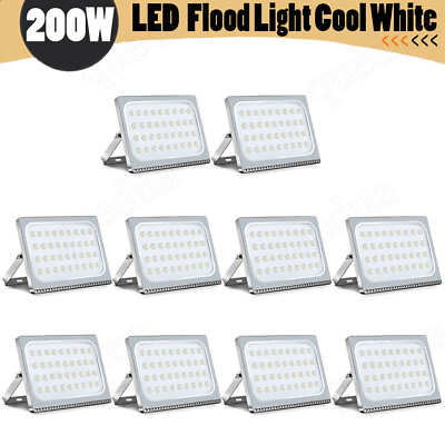 #ad 10X 200W LED Flood Light Cool White Outdoor Lighting Spotlight Garden Yard Lamp $410.99