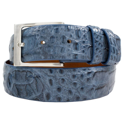 #ad Genuine Caiman Hornback Blue Jean Crocodile Leather Belt Made in U.S.A $150.00