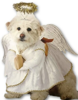 #ad Heavenly Hound Dog Angel Costume Christmas Dress Wings Halo Pup Pet XS SM MD LG $24.95
