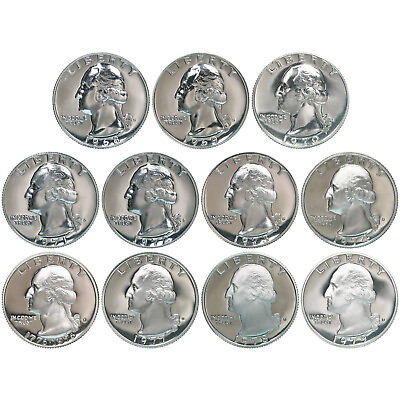 #ad 1968 1979 S Washington Quarter Gem Proof Run 11 Coin Decade Set US Mint Lot $22.61