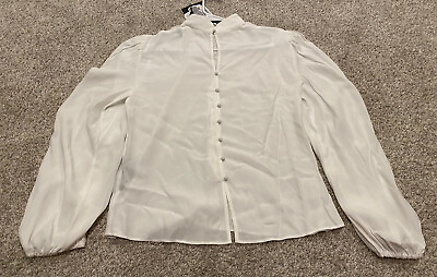 #ad NEW The Kooples Shalk Button Front Top White Size 2 NWT FREE Shipping $34.99