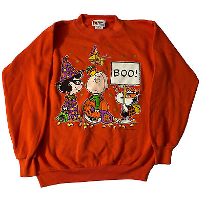 #ad #ad Vintage 80s Peanuts Snoopy Halloween “Boo” Sweater Sz M Charlie Brown Cartoon $49.95