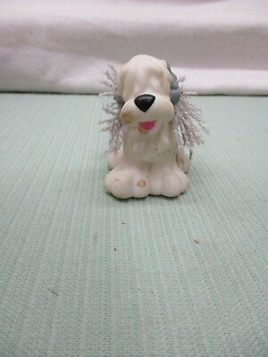#ad Fisher Price Little People Dog Touch Feel Dog Hairy White Gray Toy Fun Grooming $6.48