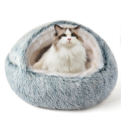 #ad Cat Cave Bed Calming Soft Warm Plush Sleeping Kitten Nest Tent House Washable $24.99
