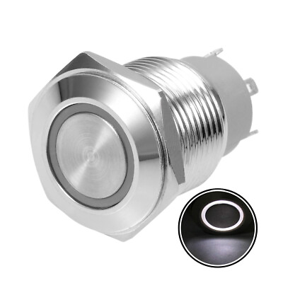 #ad Momentary Push Button Switch 16mm Mounting Dia 5A 1NO with 3V White LED Light AU $15.42