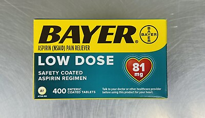 #ad NEW Bayer Low Dose Aspirin 81mg Enteric Coated Tablets 400 Count exp 6 24 $9.99