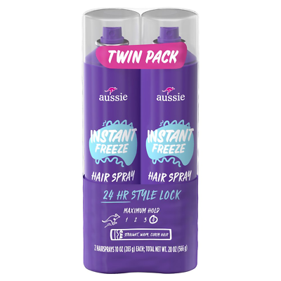 #ad Aussie Instant Freeze Hair Spray Twin Pack for All Hair Types 10 Oz. Unisex $15.39