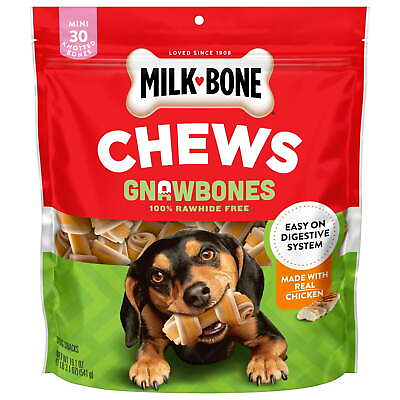 #ad Milk Bone GnawBones Rawhide Free Mini Dog Chews Treats Long LastingBag of 30 $15.28
