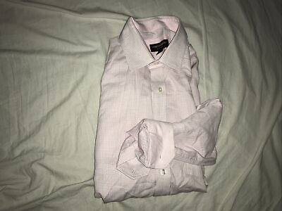 #ad Johnston amp; Murphy Mens Flip Cuff Plaid Shirt Size Large Pink Button $14.88