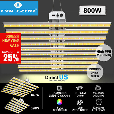 #ad 800W 640W LED Grow Light 8 10Bar Full Spectrum for Indoor Plants Veg Bloom UVIR $439.09