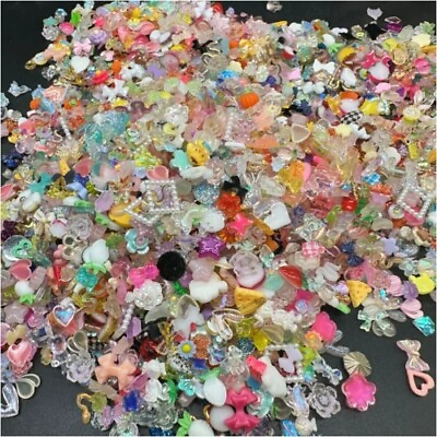 #ad 50pcs Mix 3D Resin Nail Kawaii Colorful Flower Bow Tie Heart Nail Jewelry Decor $25.16