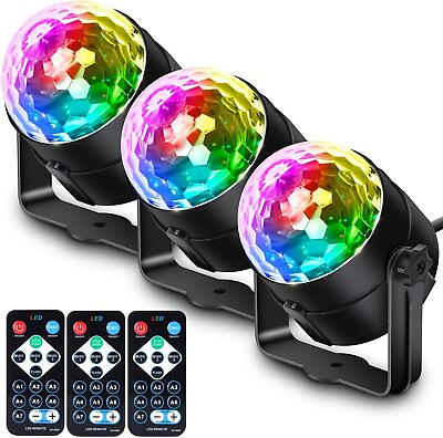 #ad 3Packs Party Magic Disco Ball Light LED RGB Rotating Club DJ Stage LightsRemote $19.99