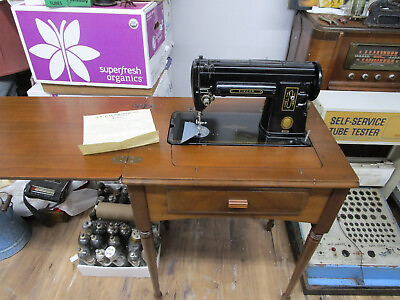 #ad Vintage Singer 301A 1950#x27;s Sewing Machine with Knee Pedal power cord amp; cabinet $400.00