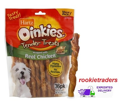 #ad Hartz Oinkies Tender Treats Wrapped wiith Real Chicken Dog Chews 36 Pack $12.97