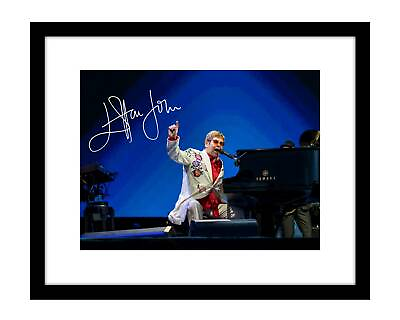 #ad Elton John 8x10 Photo Print Autographed in concert Yamaha piano signed british $12.99