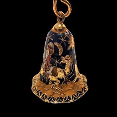 #ad Vtg 3quot; Cloisonné Enamel Candle Snuffer 3 Wise Men Bell Shaped Christmas Ornament $19.00