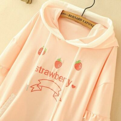 #ad New Japanese Kawaii Clothing Strawberry Cotton Hoodies Sweatshirt Pullover Coat $19.99