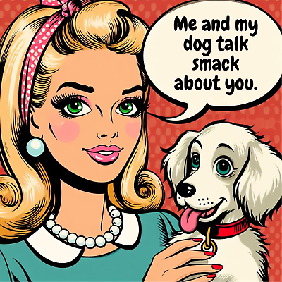 #ad Retro woman me and my dog talk about u High Quality Metal Magnet 4x4 inches 165a $8.95