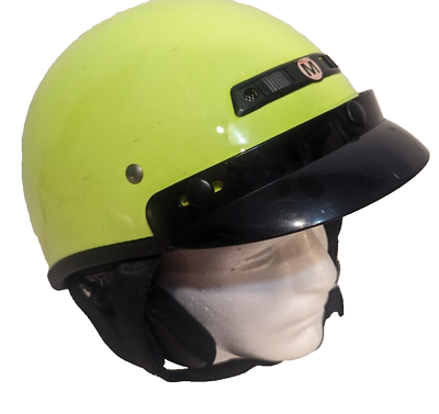 #ad Vega Xta DOT FMVSS No. 218 Size Medium Motorcycle Beanie Helmet Lime Green Solid $22.99