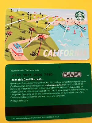 #ad STARBUCKS CARD 2019 quot; 🖨 CALIFORNIA PRINTER MARK 🖨 quot; RARE 🖨 GREAT PRICE 🖨 NEW $1.60