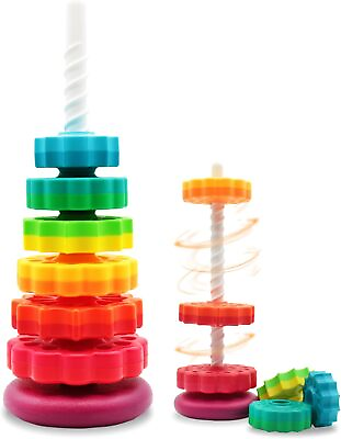 #ad LBAIBB 1 PCS Spinning Stacking ToysSpin Toys ABS Plastic and Color Rainbow $30.70