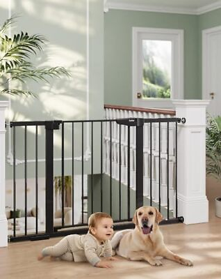 #ad #ad 29.7quot; 51.5quot; Baby Gate Extra Wide Safety Dog Gate for Stairs 30.5quot; Tall Black $130.98