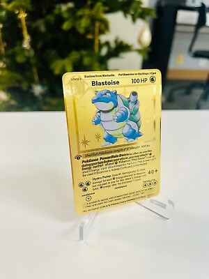 #ad Blastoise 1st Edition Gold Metal Pokémon Card Fan Art Collectible Gift $9.99