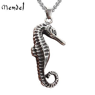 #ad MENDEL Mens Womens Stainless Steel Beach Seahorse Pendant Necklace Jewelry Charm $13.99